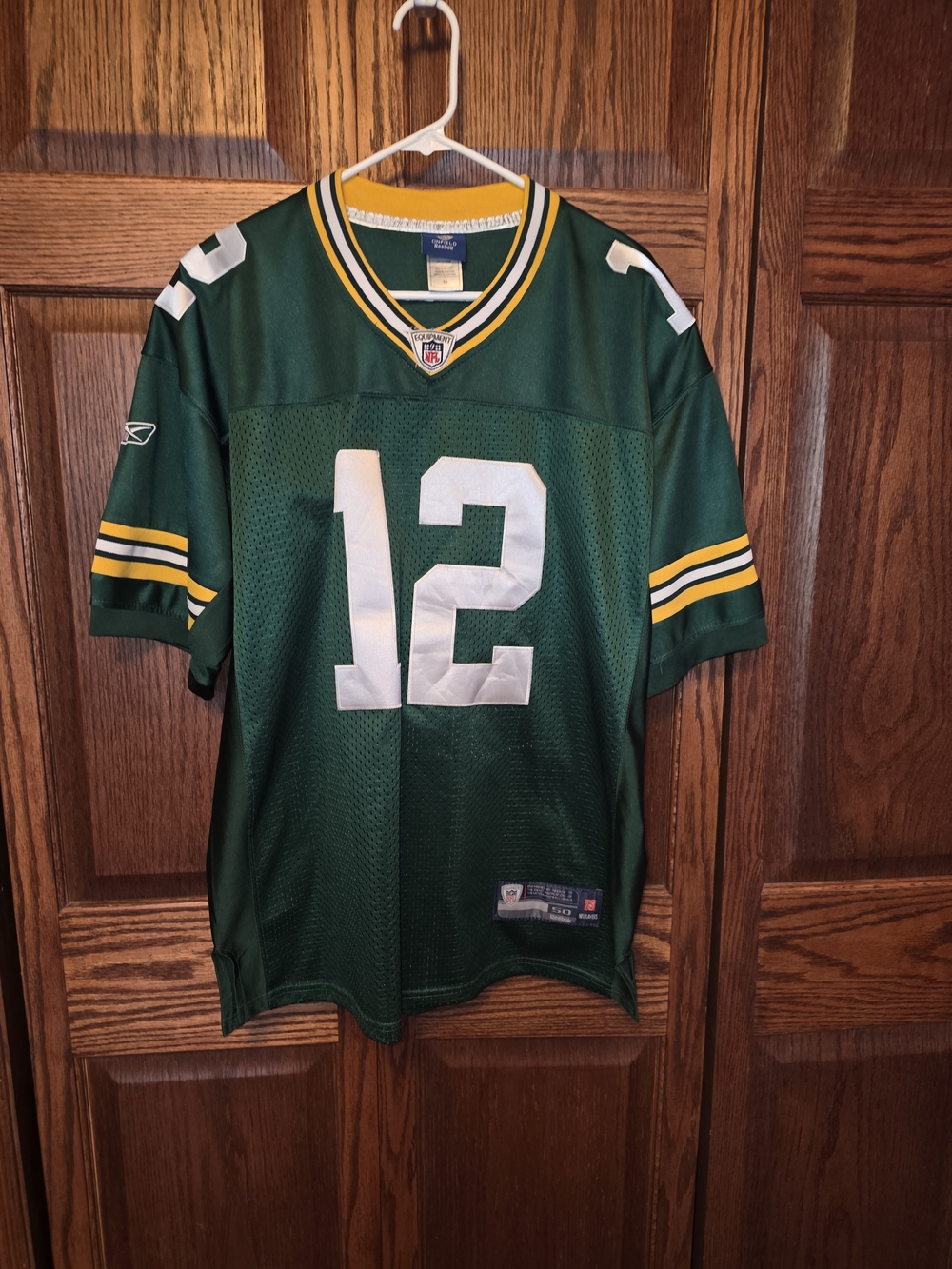NFL Green Men’s Football Jersey with White #12 and Yellow Trim